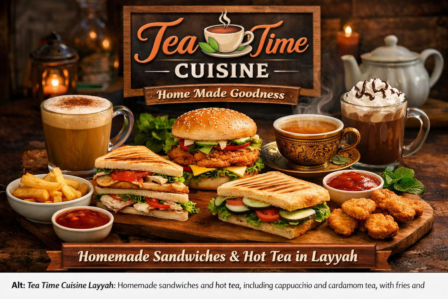 Tea Time Cuisine Layyah homemade sandwiches and hot tea ✅